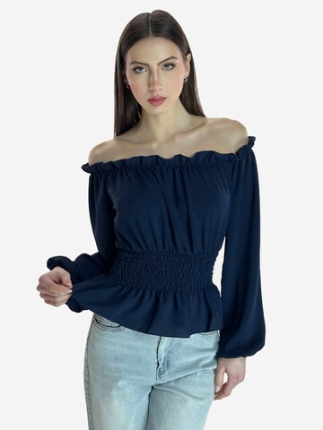 Elara Bluse in Blau: Vorderseite