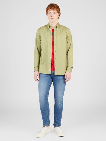 žalia TOMMY HILFIGER Standartinis modelis Dalykinio stiliaus marškiniai