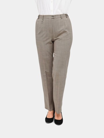 Goldner Regular Pleated Pants 'Anna' in Brown: front