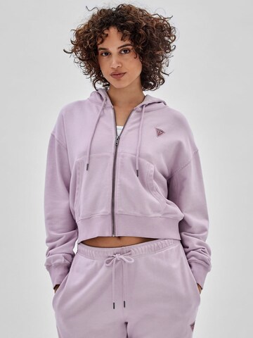 GUESS Zip-Up Hoodie in Purple: front