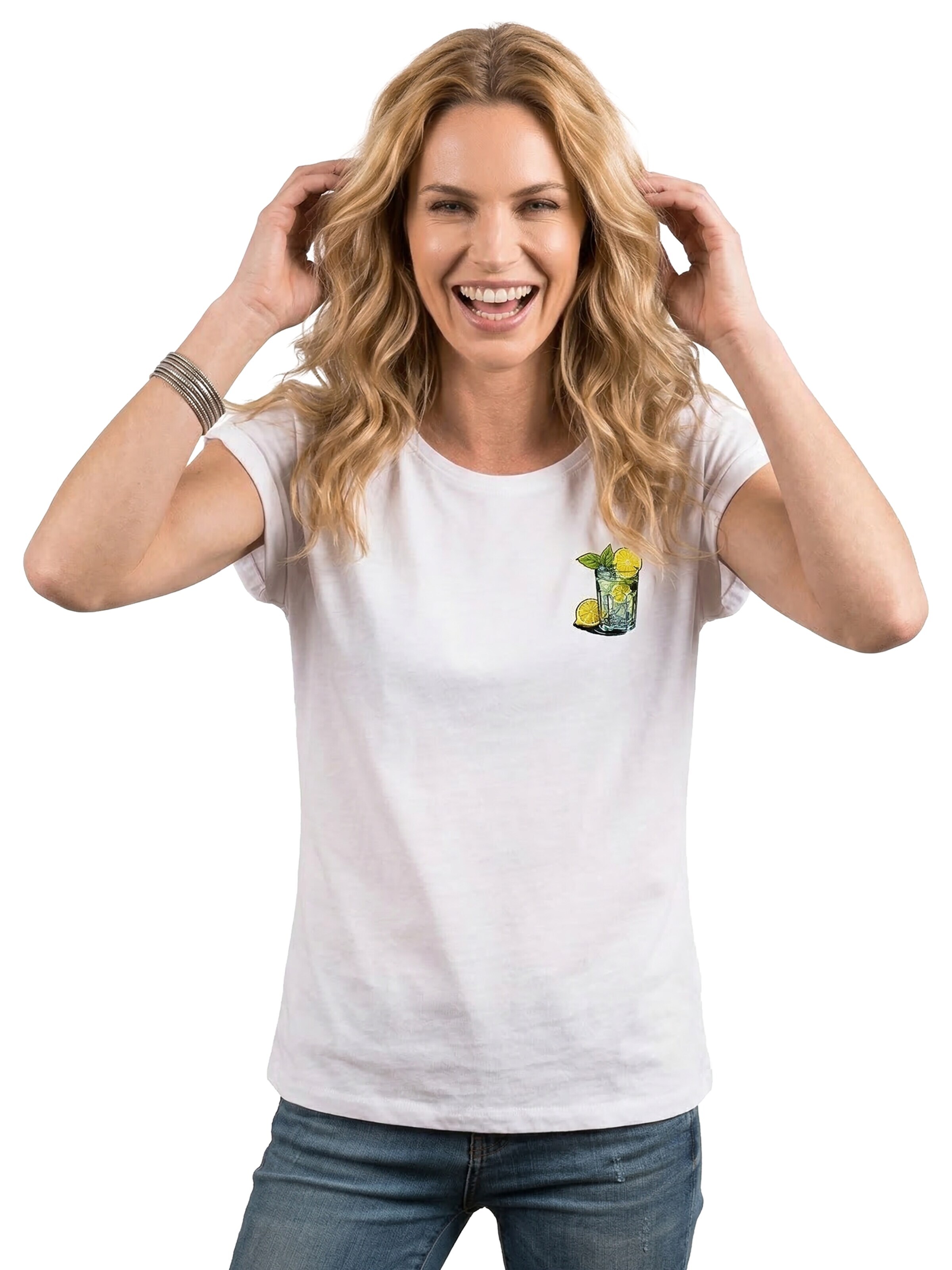 MAKAYA Shirt 'Gin Tonic' in White