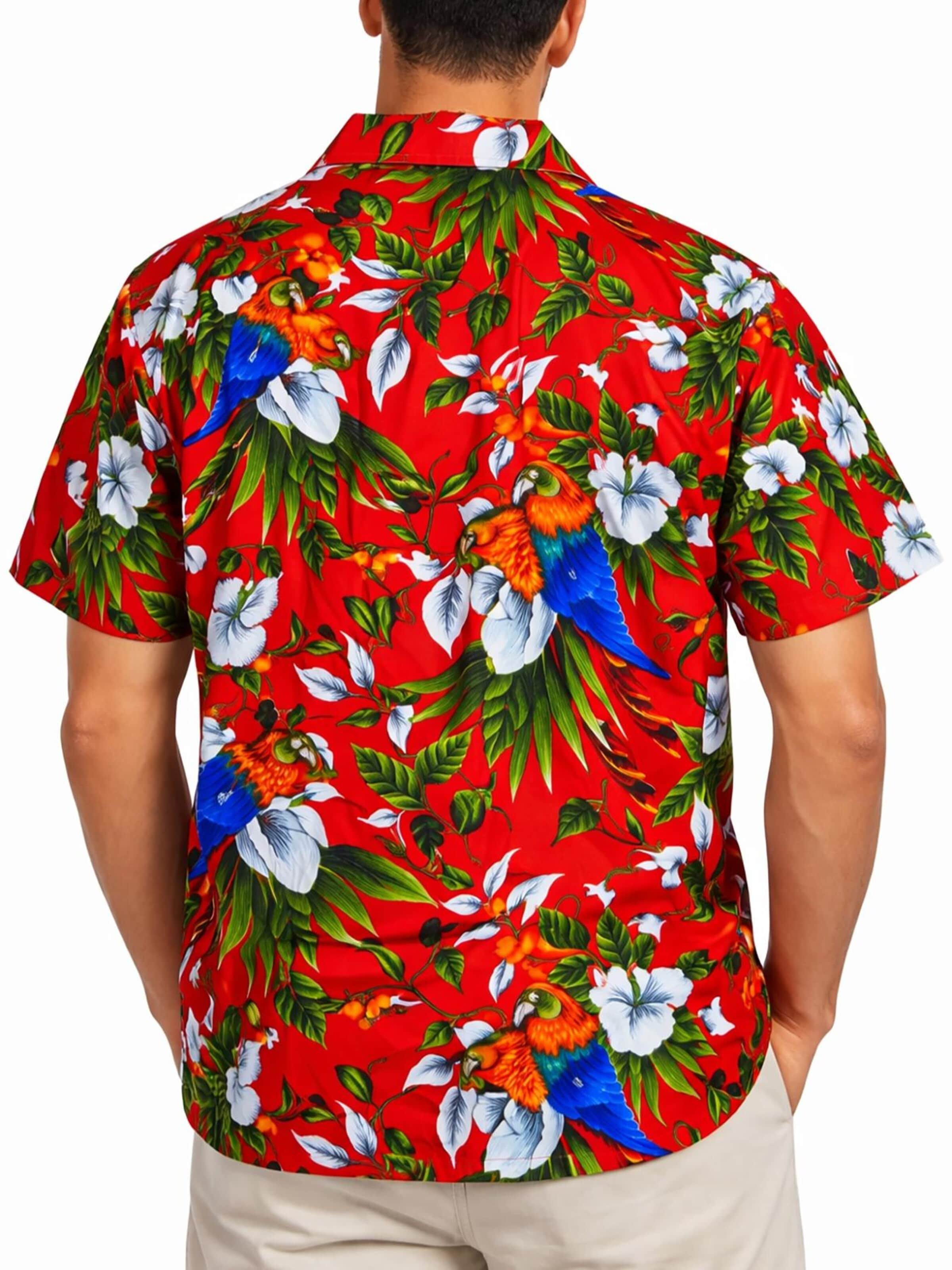 King Kameha Shirt 'Cherryparrot' in Rood
