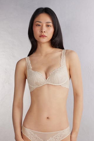 INTIMISSIMI Push-up Bra 'Pretty Flowers' in Beige: front