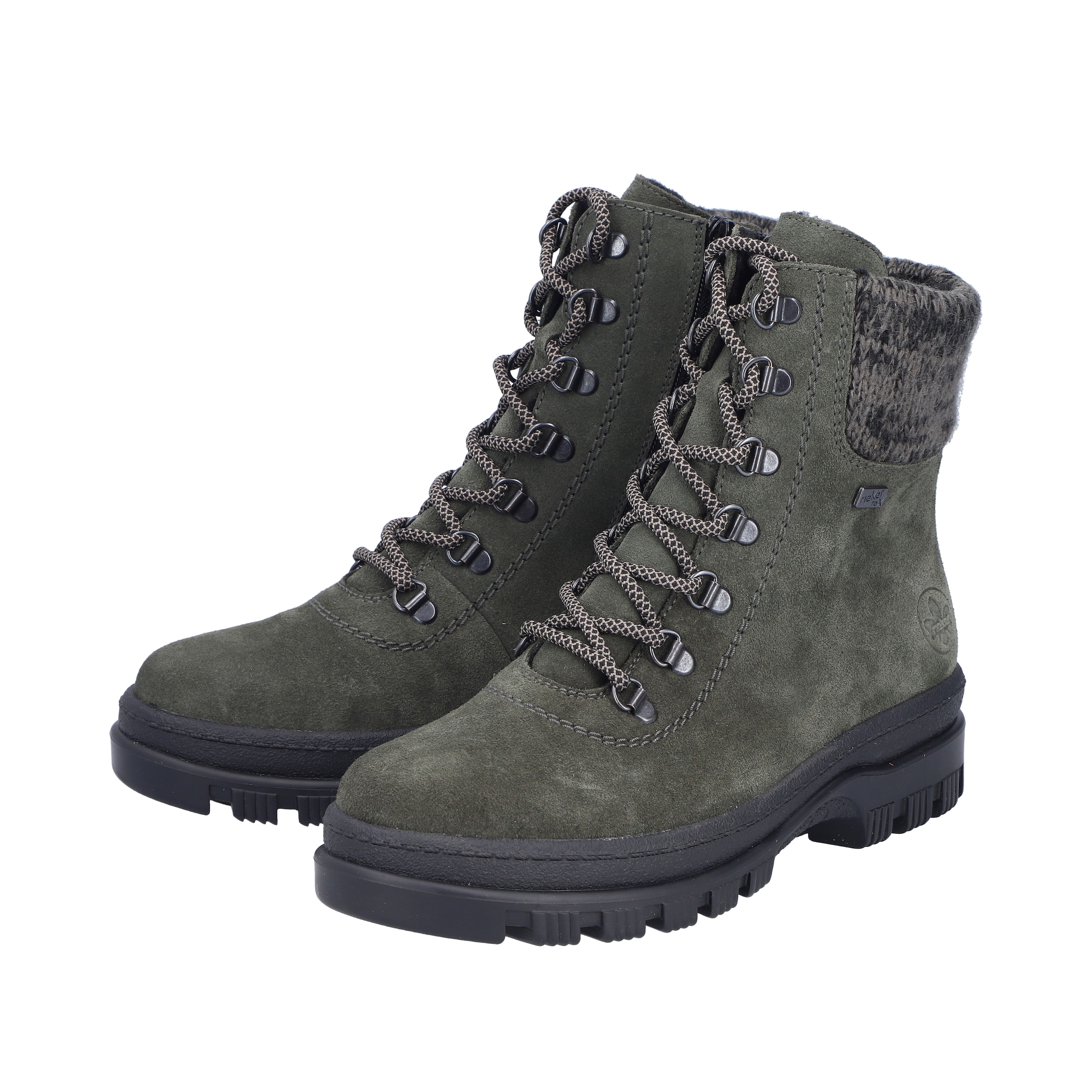 Rieker Lace-Up Ankle Boots in Green