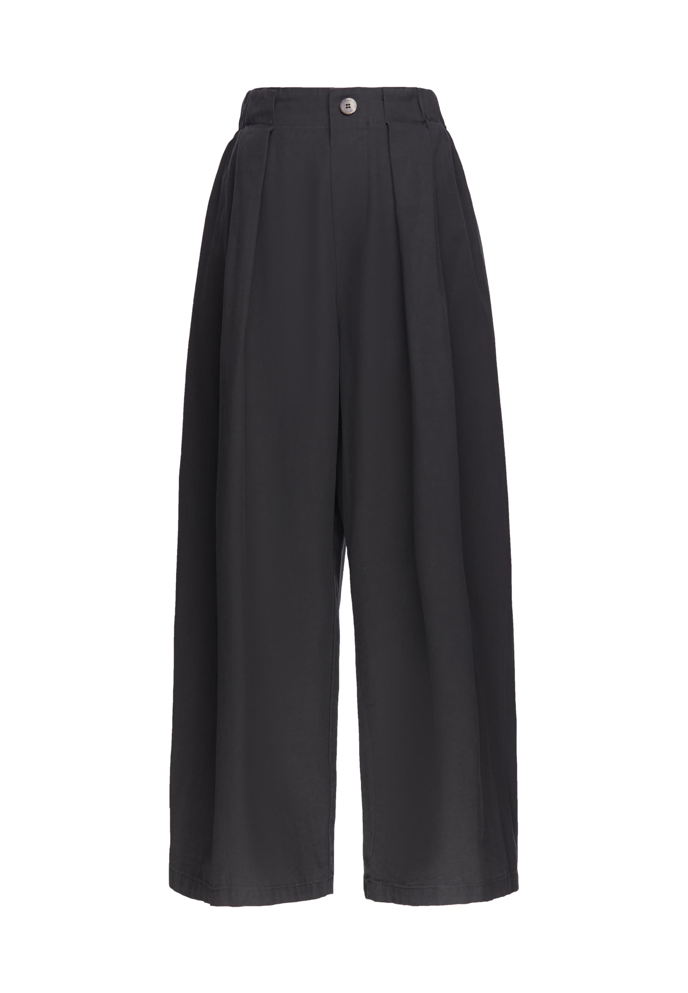 MYMO Pleat-Front Pants in Black: front