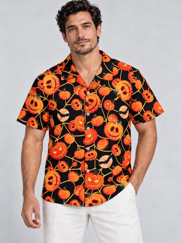 T-Shirt 'Halloween Pumpkin Web' King Kameha en rouge