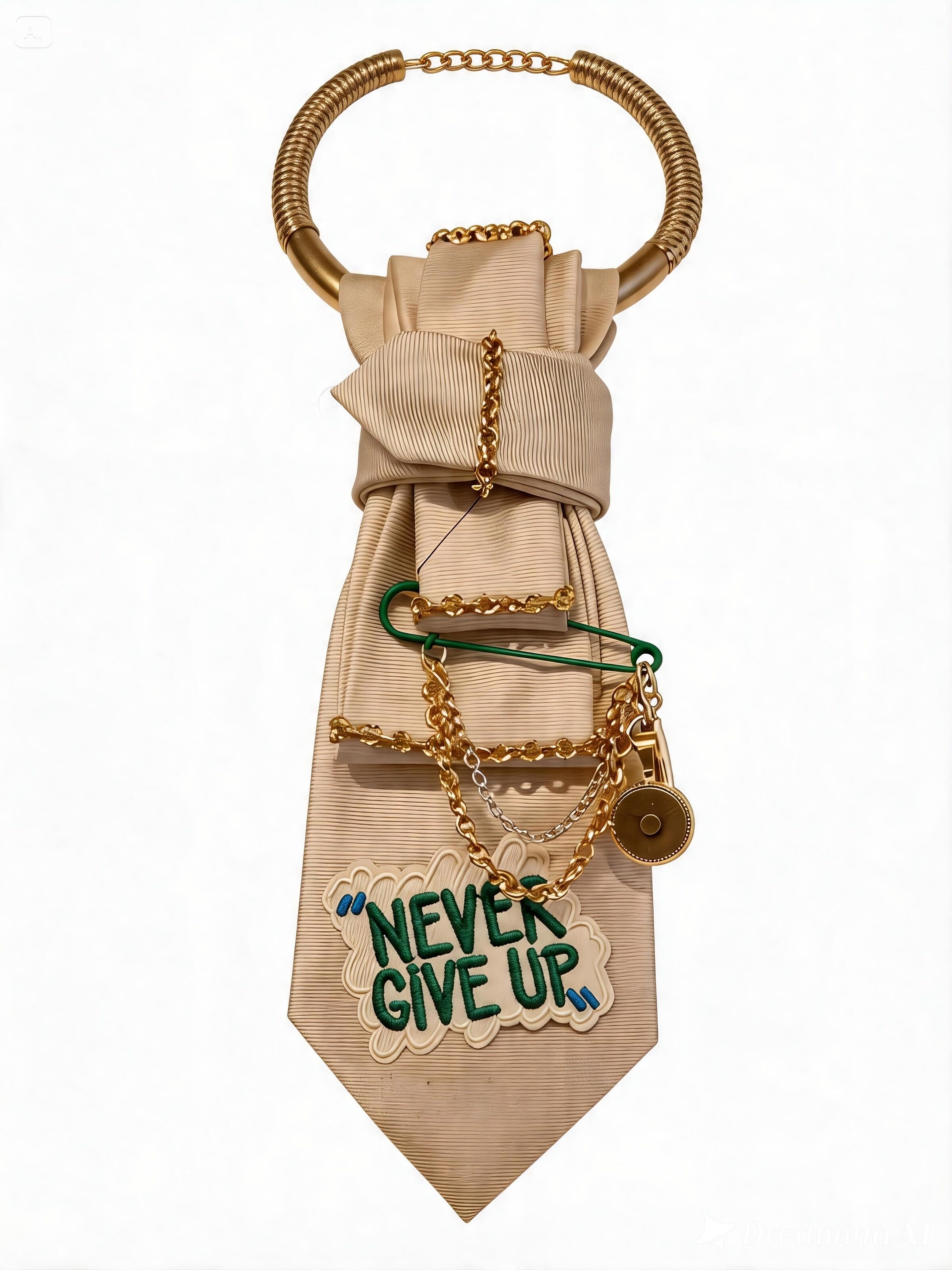 CLAUDIA DE ROSA JEWELRY Necklace 'Tie Jewel "Never Give Up"' in Beige: front