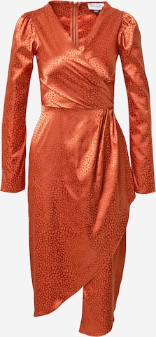 Closet London Cocktail Dress in Brown: front