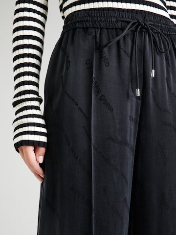 HUGO Wide leg Trousers with creases in Black