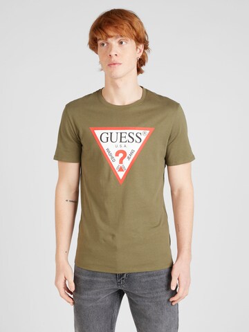 T-Shirt GUESS en vert : devant