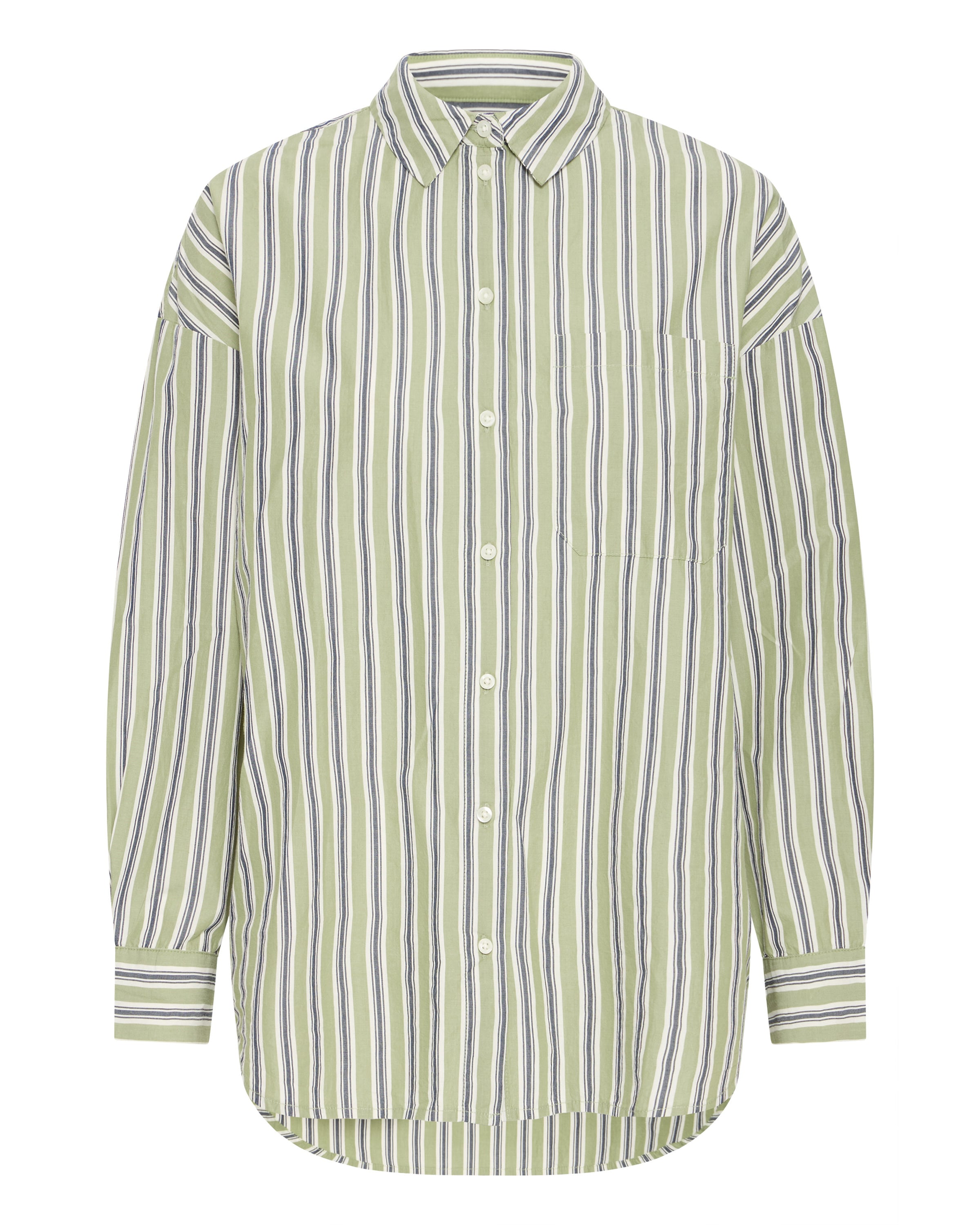 ICHI Blouse 'IHFluca' in de kleur Donkergrijs / Lichtgroen / Wit, Productweergave