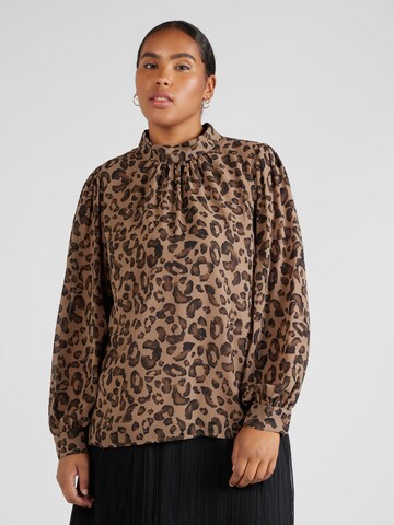 Object Curve Blouse 'MILA' in Bruin: voorkant