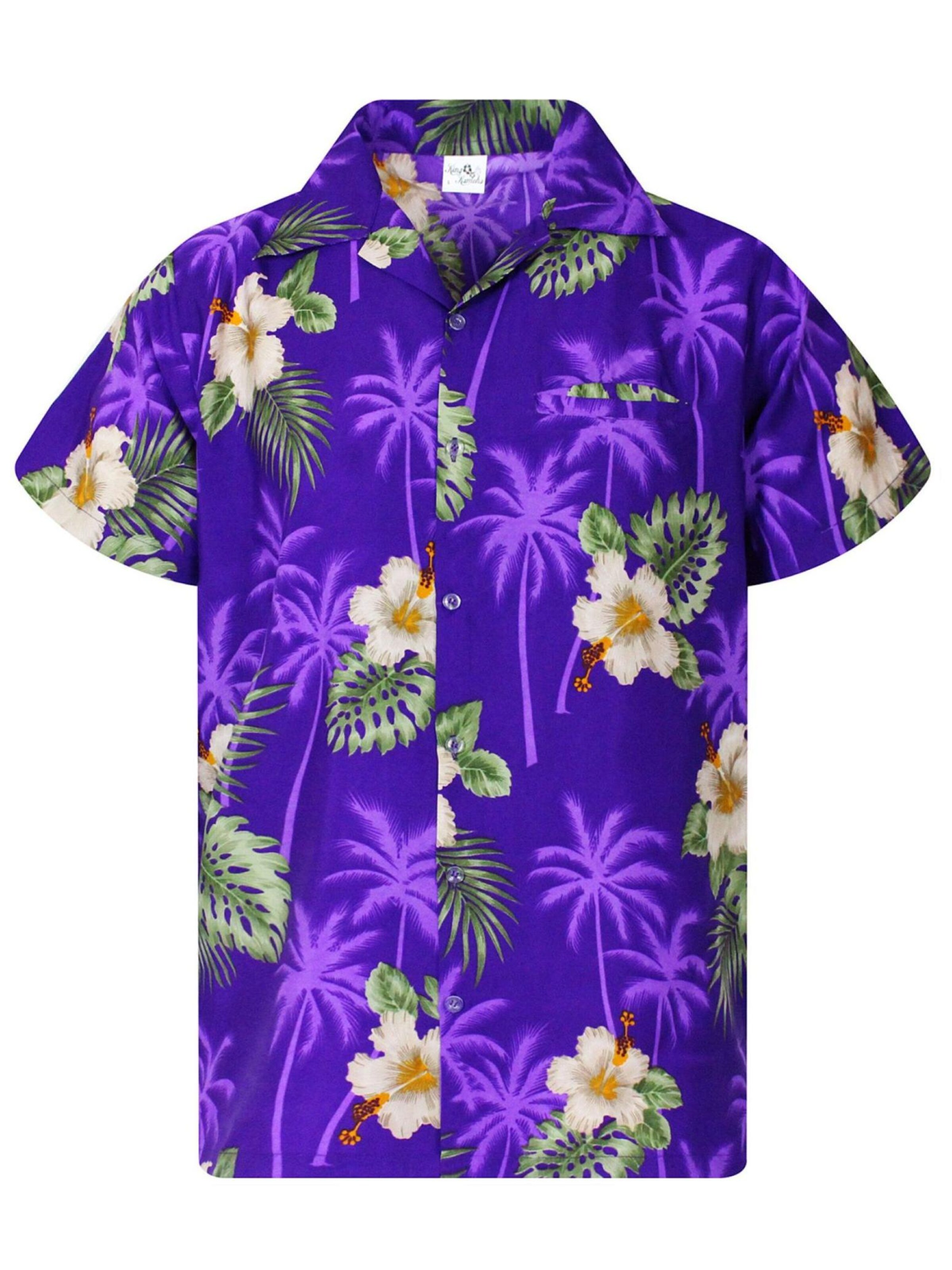 King Kameha Shirt 'Small Flower'‌ in Lila: Vorderseite