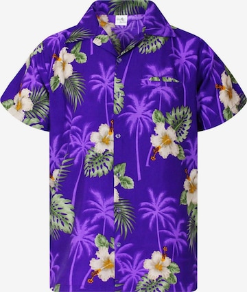 King Kameha Shirt 'Small Flower' in Lila: Vorderseite