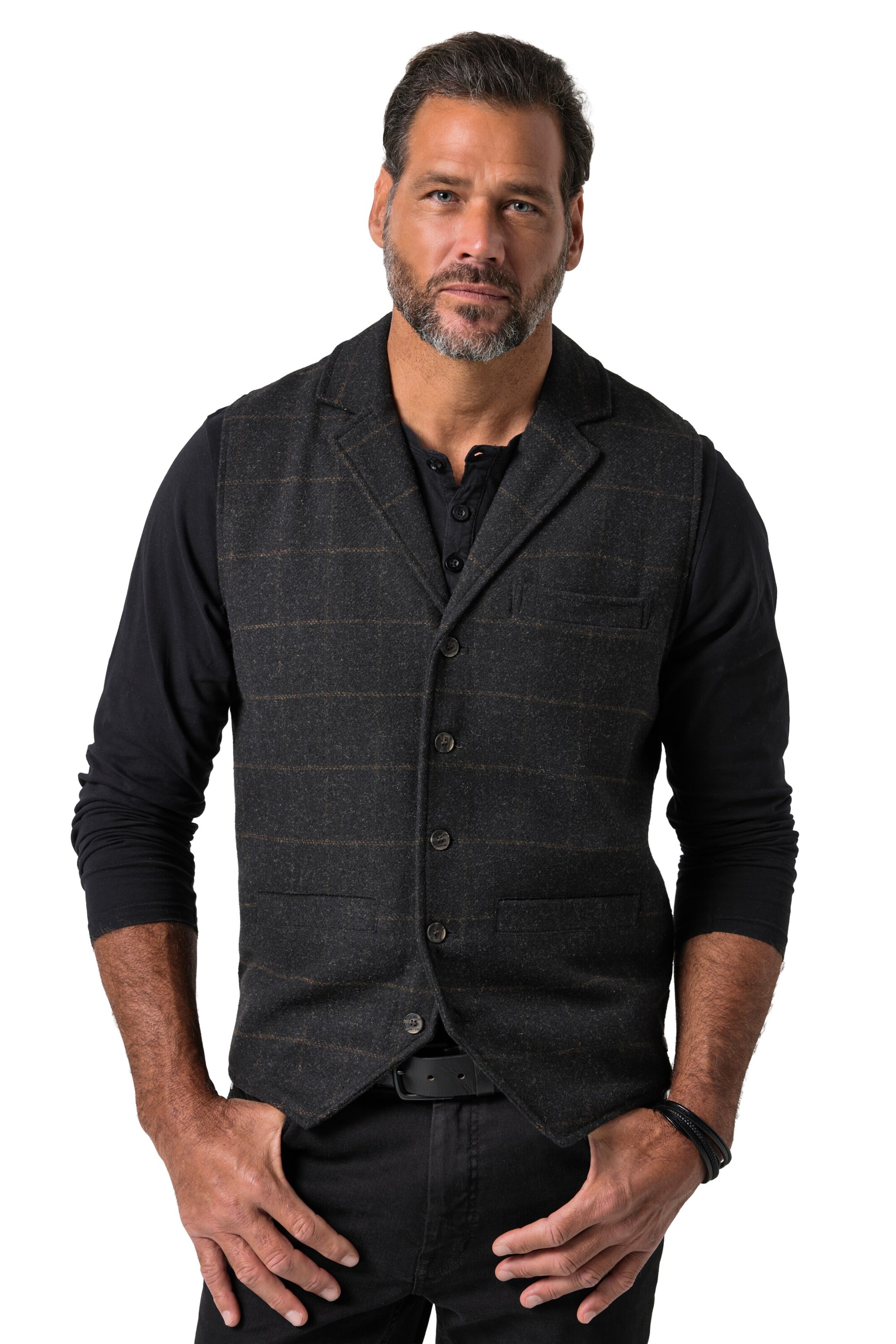JP1880 Bodywarmer in Zwart: voorkant