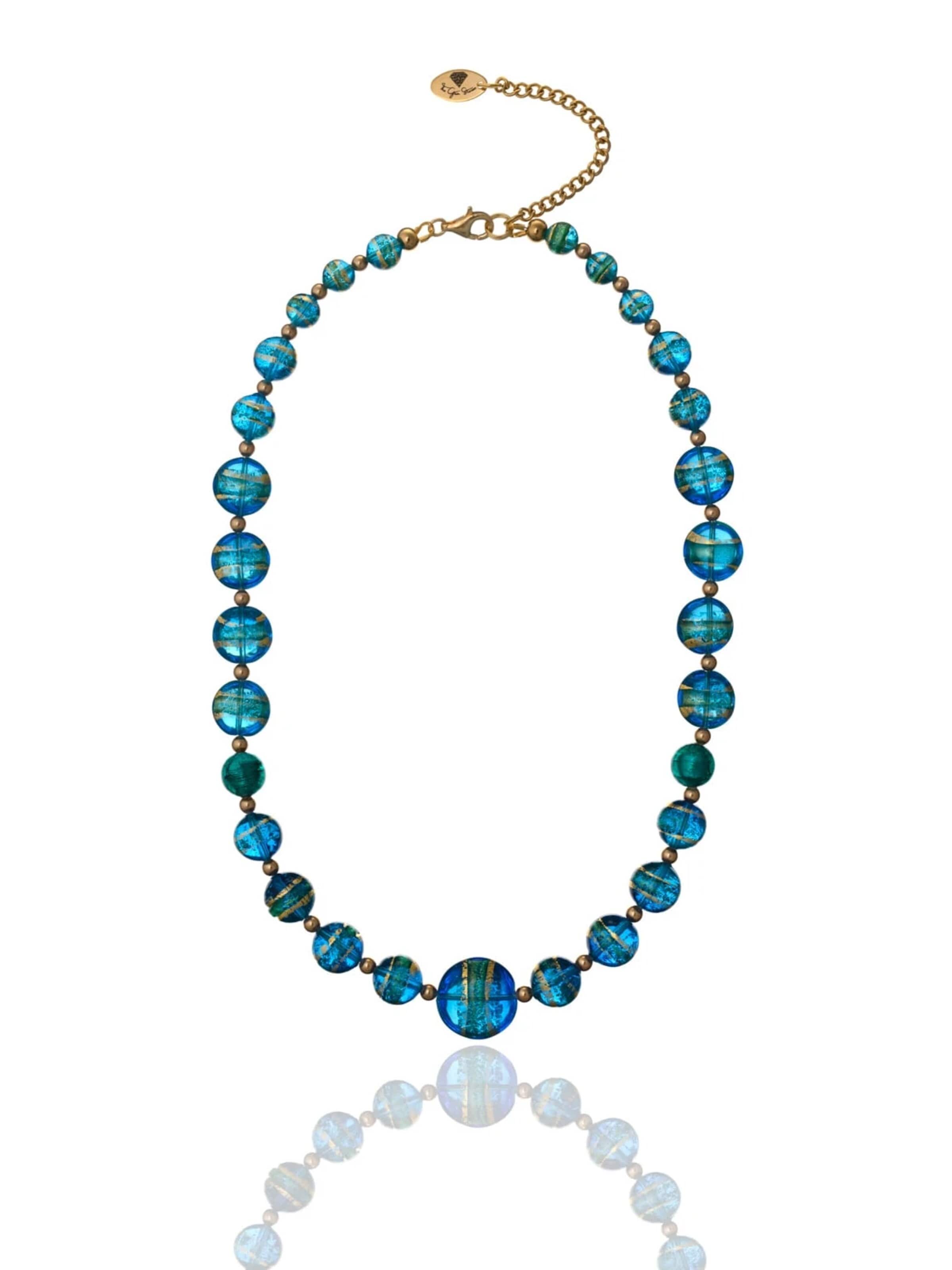 THE GEM STORIES JEWELRY Necklace 'Murano Necklace - Blue Shades' in Blue: front