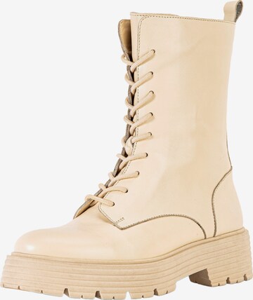 INUOVO Lace-Up Ankle Boots in Beige: front