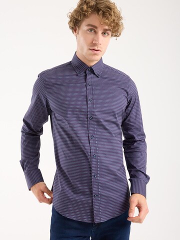Slim fit Camicia business di 7Camicie in blu: frontale