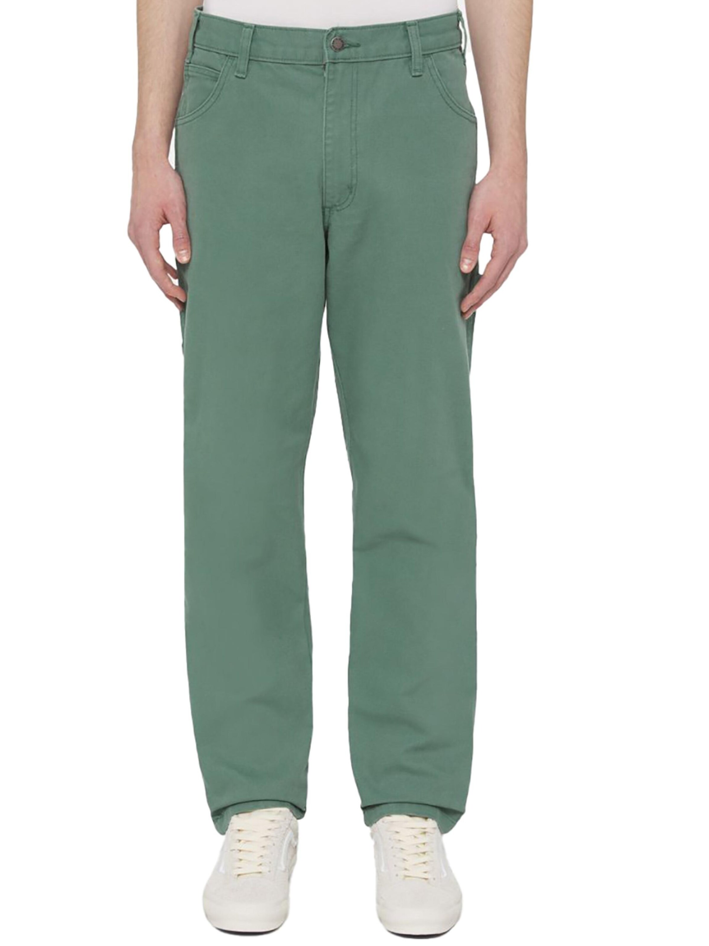 DICKIES Regular Pants 'Duck Canvas Carpenter' in Green: front