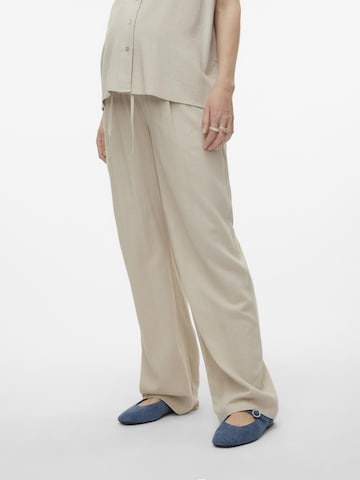 MAMALICIOUS Loose fit Trousers 'SILVIA' in Beige: front