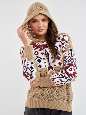 BIG STAR Pullover 'AZTEKA' in Beige