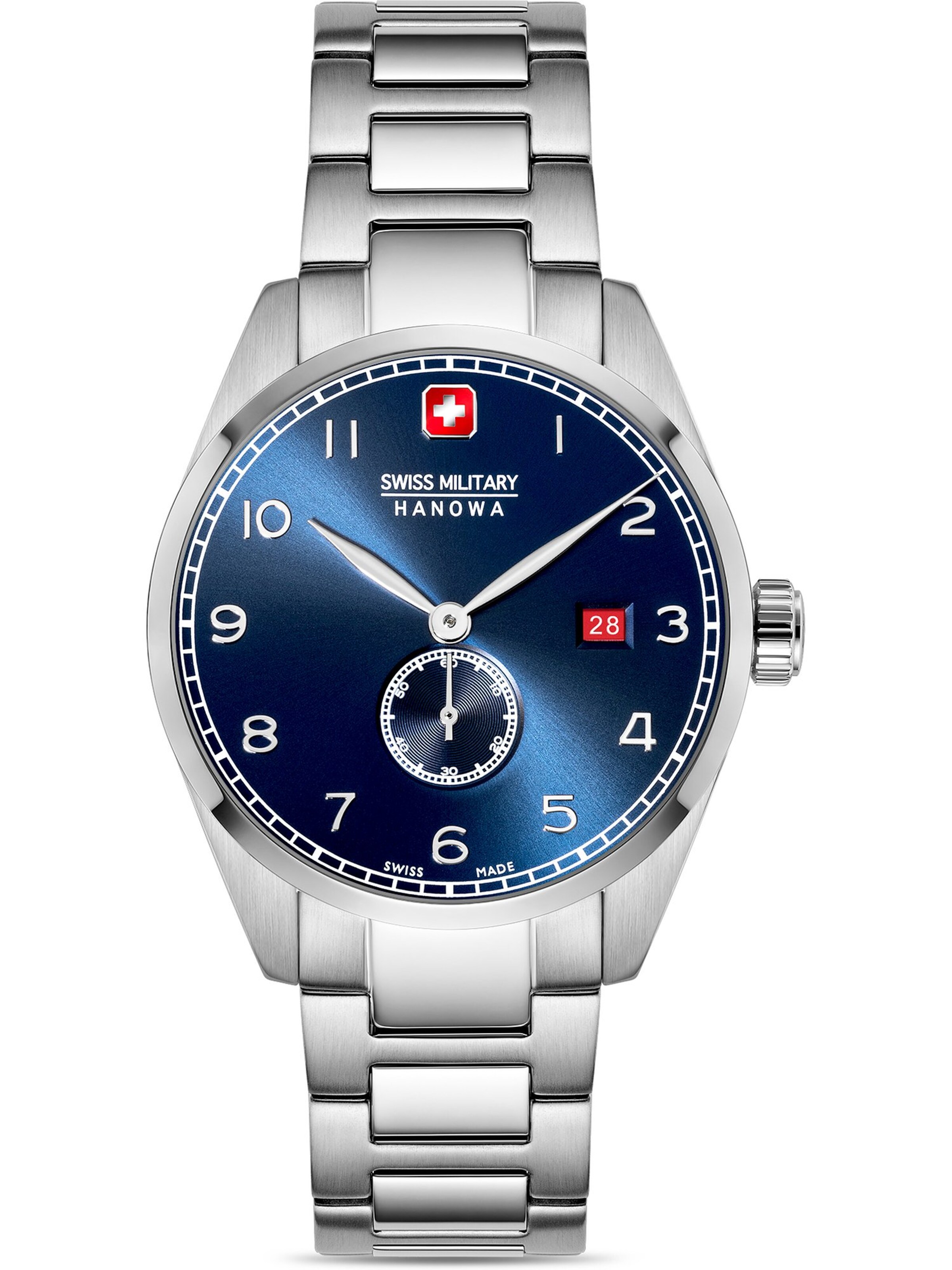 SWISS MILITARY HANOWA Analoog horloge 'Lynx' in Zilver: voorkant