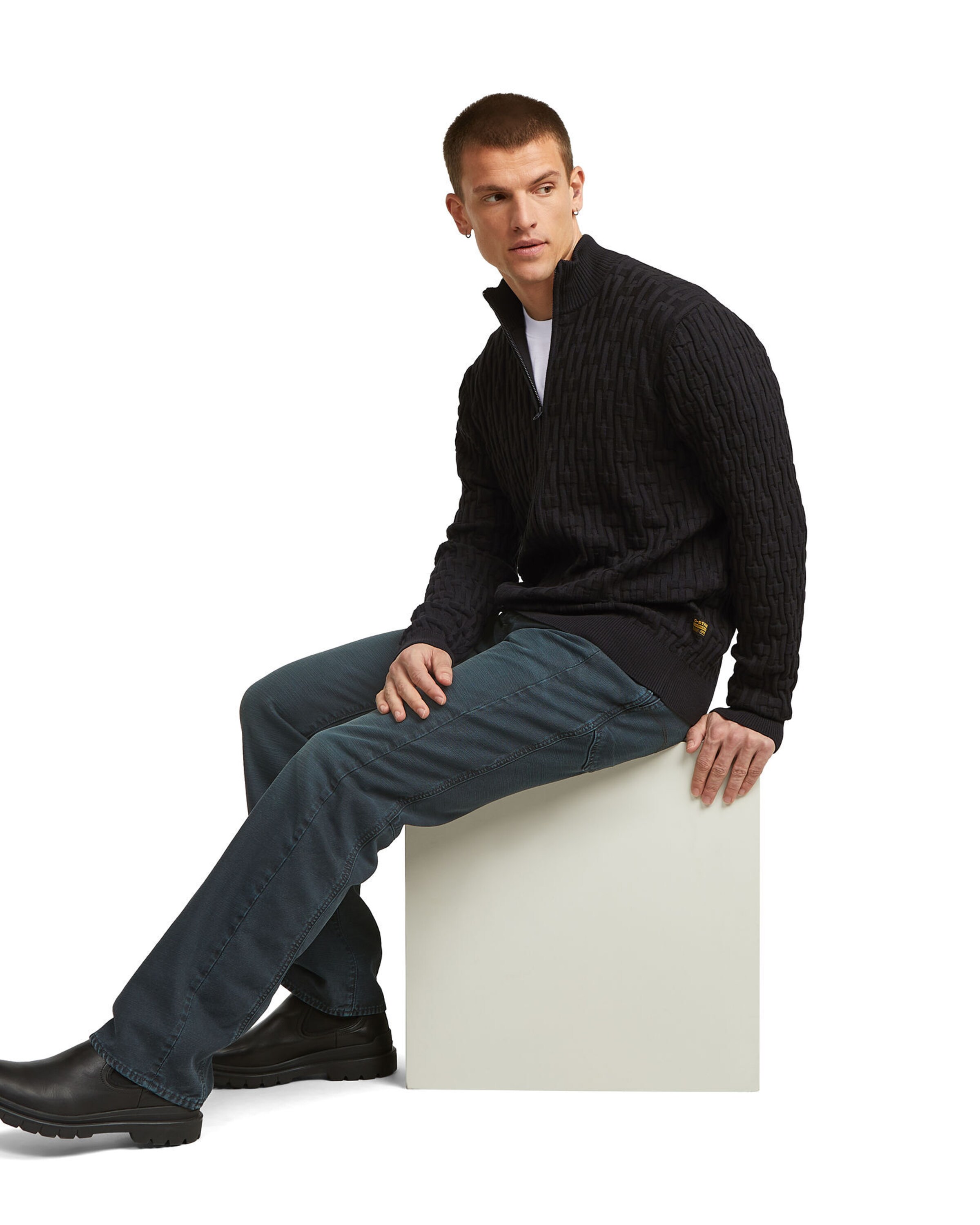 G-STAR Gebreid vest 'Chain Structure' in Zwart