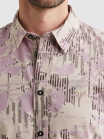PME Legend Regular fit Overhemd 'Shirt with short sleeves and allover print' in Roze