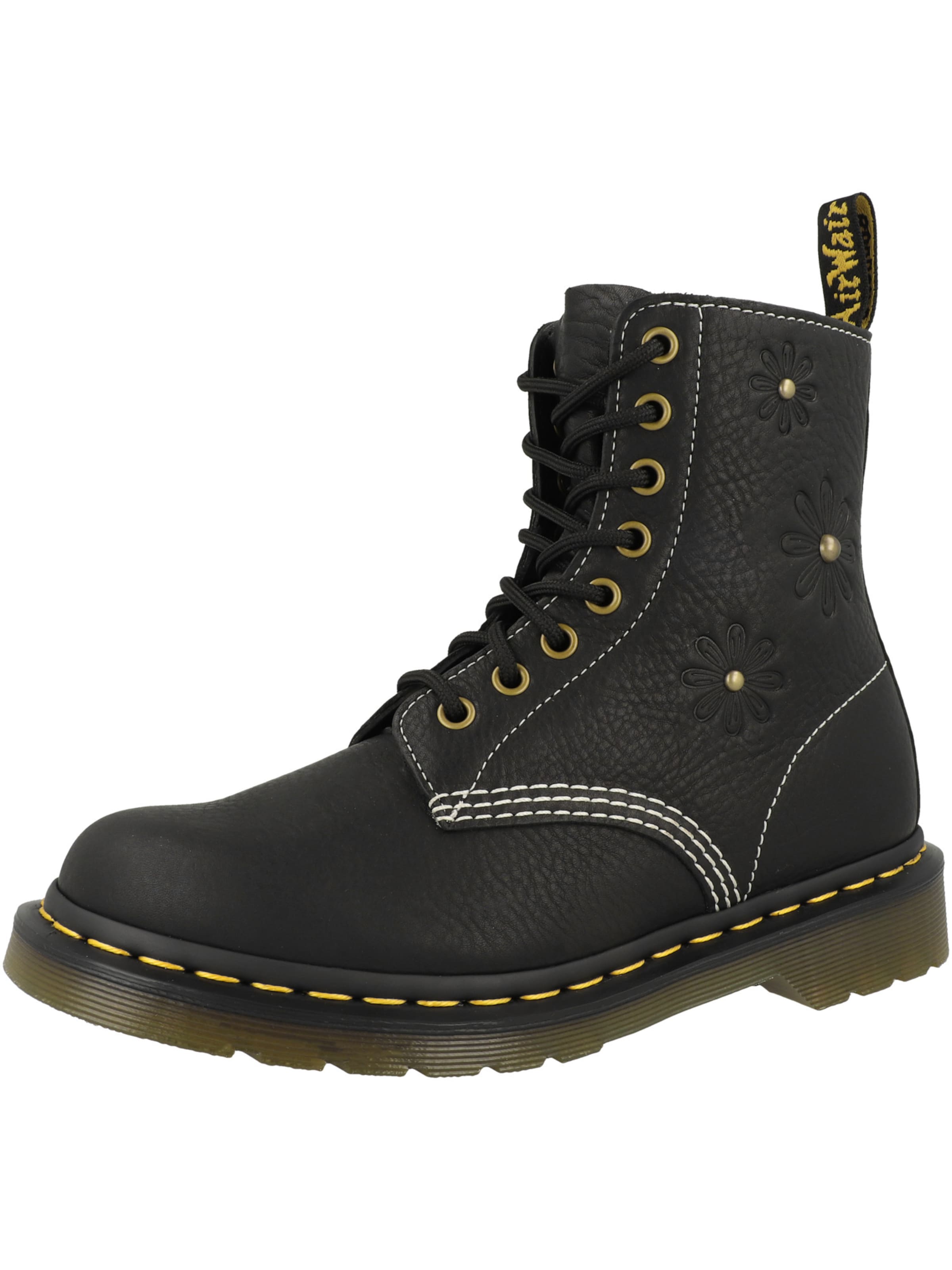 Dr. Martens Schnürstiefelette '1460 Pascal Flower' in Schwarz: Vorderseite