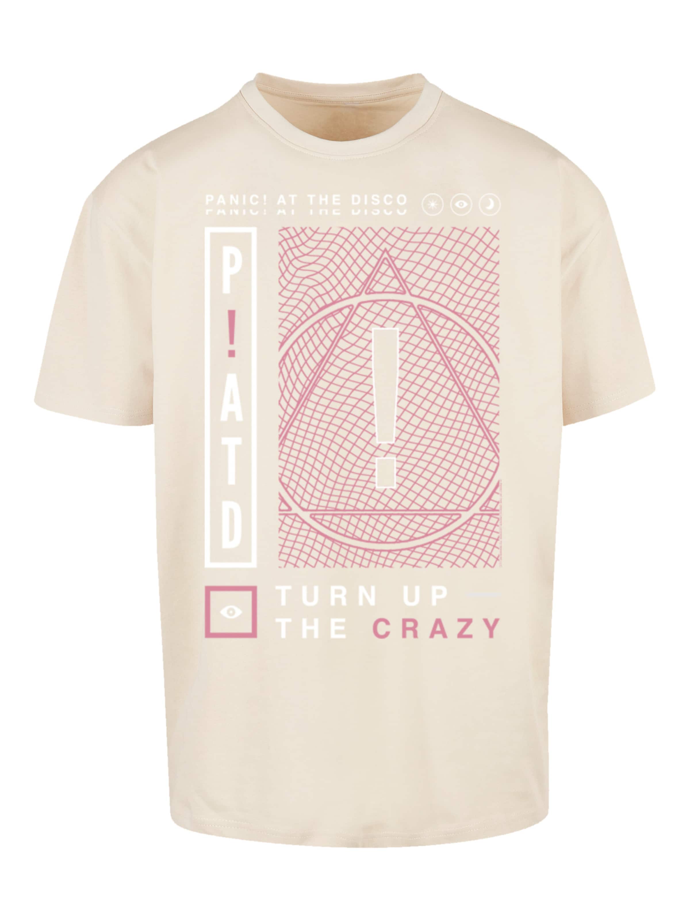 F4NT4STIC Shirt 'Panic At The Disco Turn Up The Crazy' in Beige: voorkant