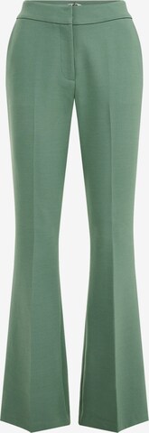 WE Fashion Flared Trousers with creases in Green: front