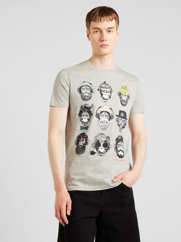 BRAVE SOUL T-Shirt 'LIBERA' in Grau: Vorderseite