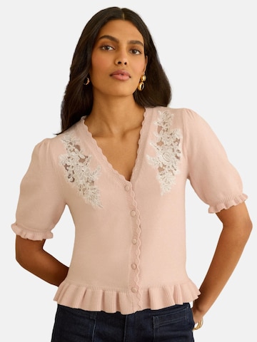 love & roses - Casaco de malha em rosa: frente