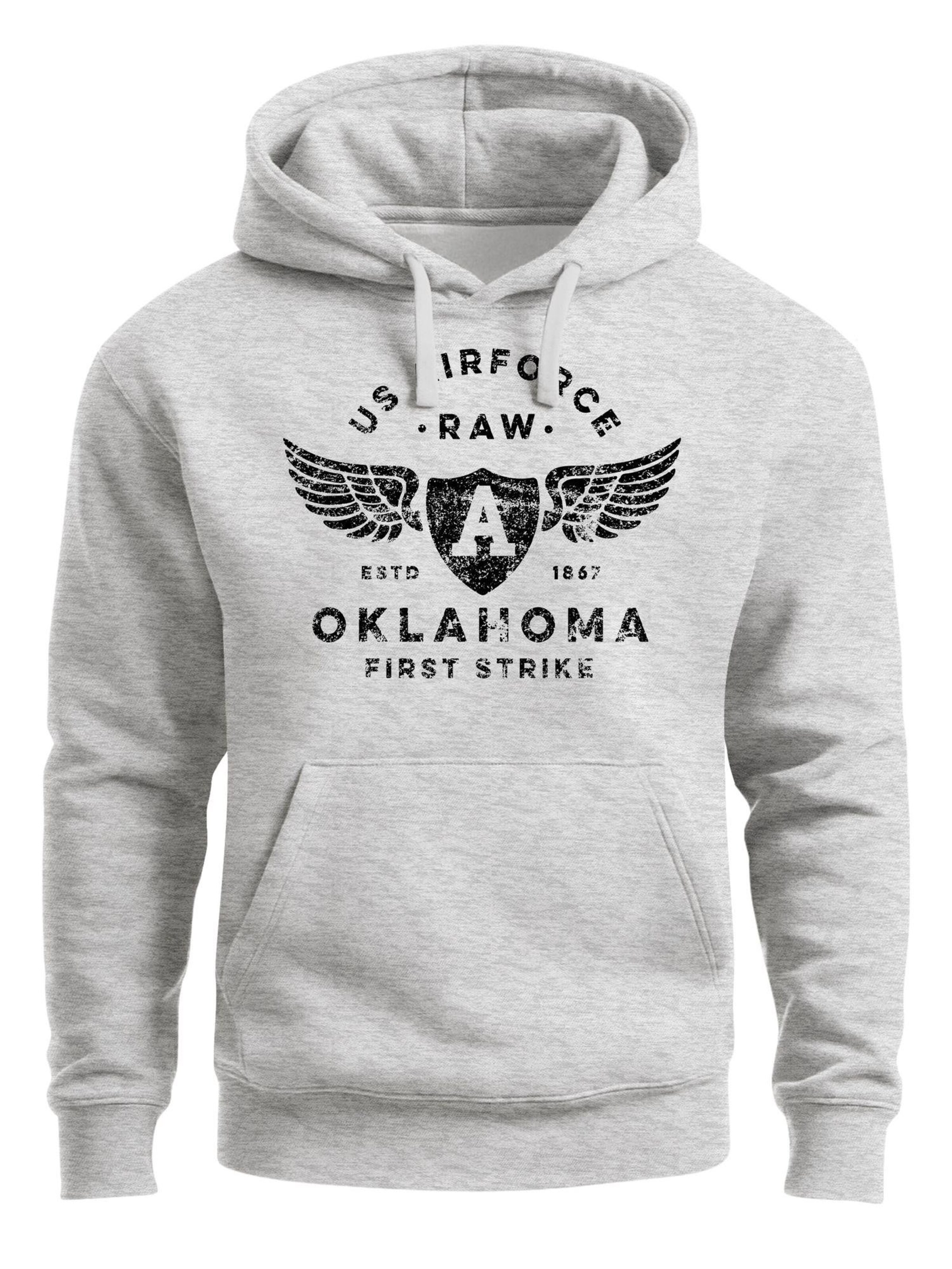 Neverless Sweatshirt 'Airforce Oklahoma'‌‌‌‌‌‌‌‌ in Grau: Vorderseite