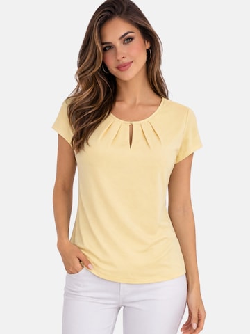 REGINA FASHION Blouse 'Short Sleeve Blouse with Pleated Neckline' in Yellow: front