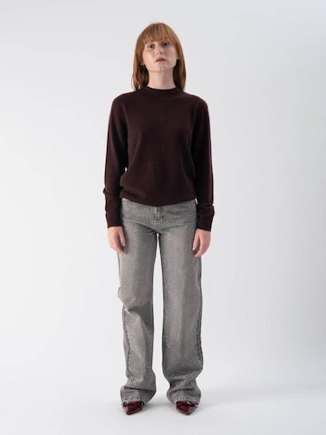 MND Loosefit Jeans 'Jeans wide leg con strass' i grå