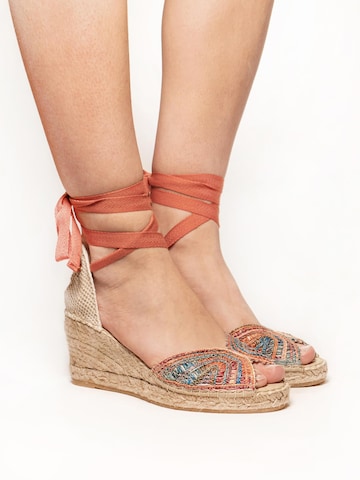 Alhamas Sandal 'Alpargata Cuña 7 cm' in Orange: front