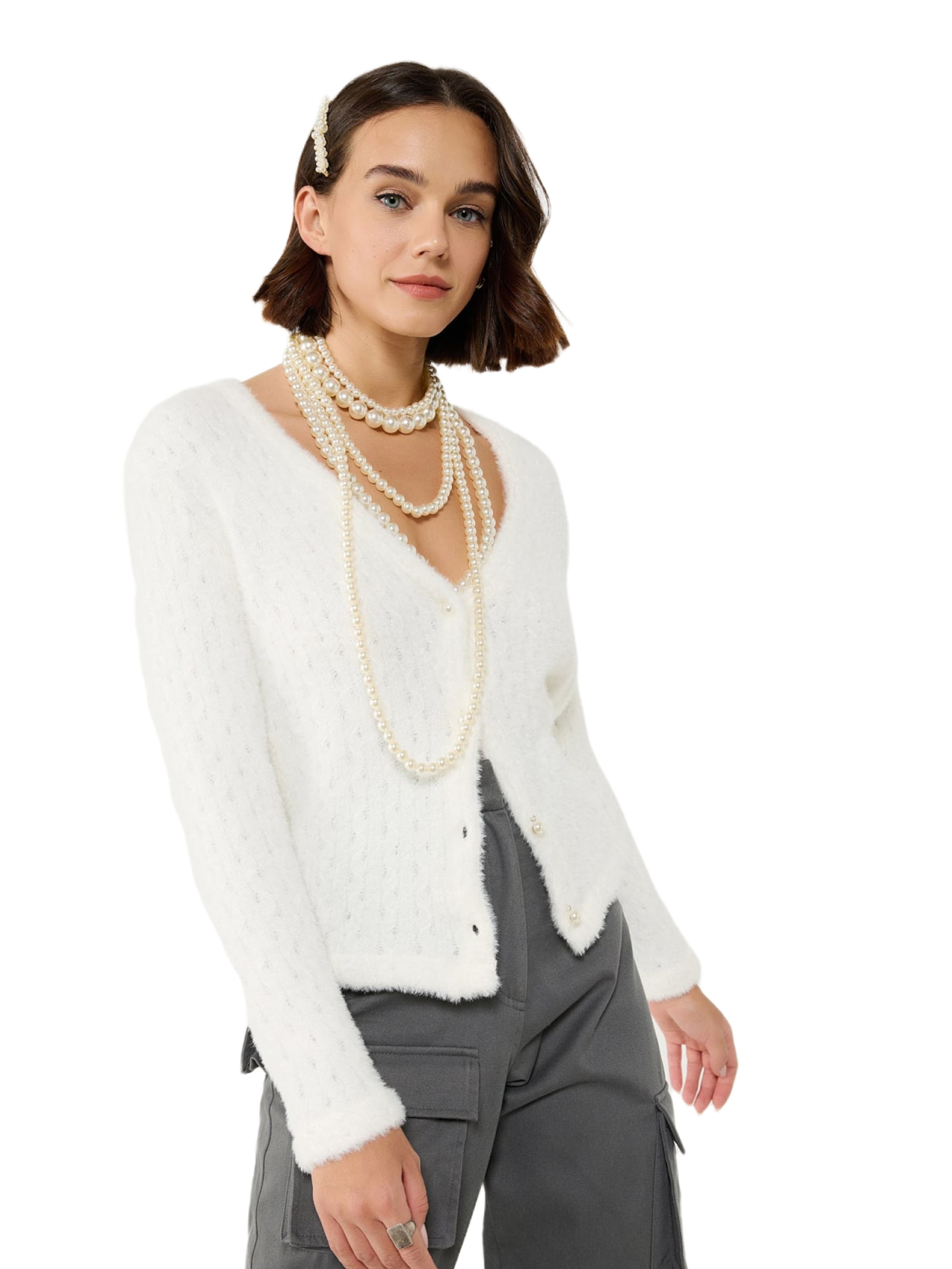 No Matter What Gebreid vest in Wit