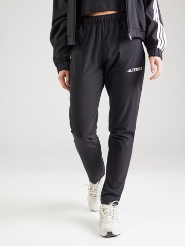 ADIDAS TERREX Slimfit Spodnie outdoor 'Essentials' w kolorze czarny: przód
