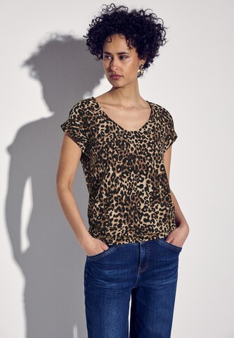 STREET ONE Bluse mit Leo-Muster in Braun: Vorderseite