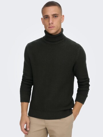 Only & Sons Sweater 'Tuck 7' in Black: front