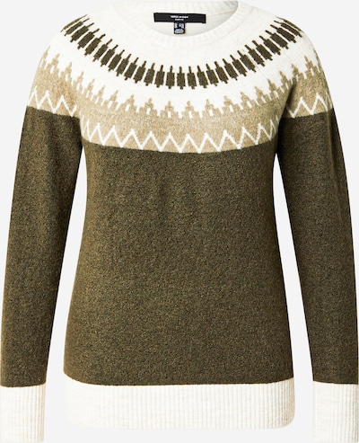 Megztinis 'VMCSIMONE' iš Vero Moda Curve, spalva – rusvai žalia / nendrių spalva / balta, Prekių apžvalga