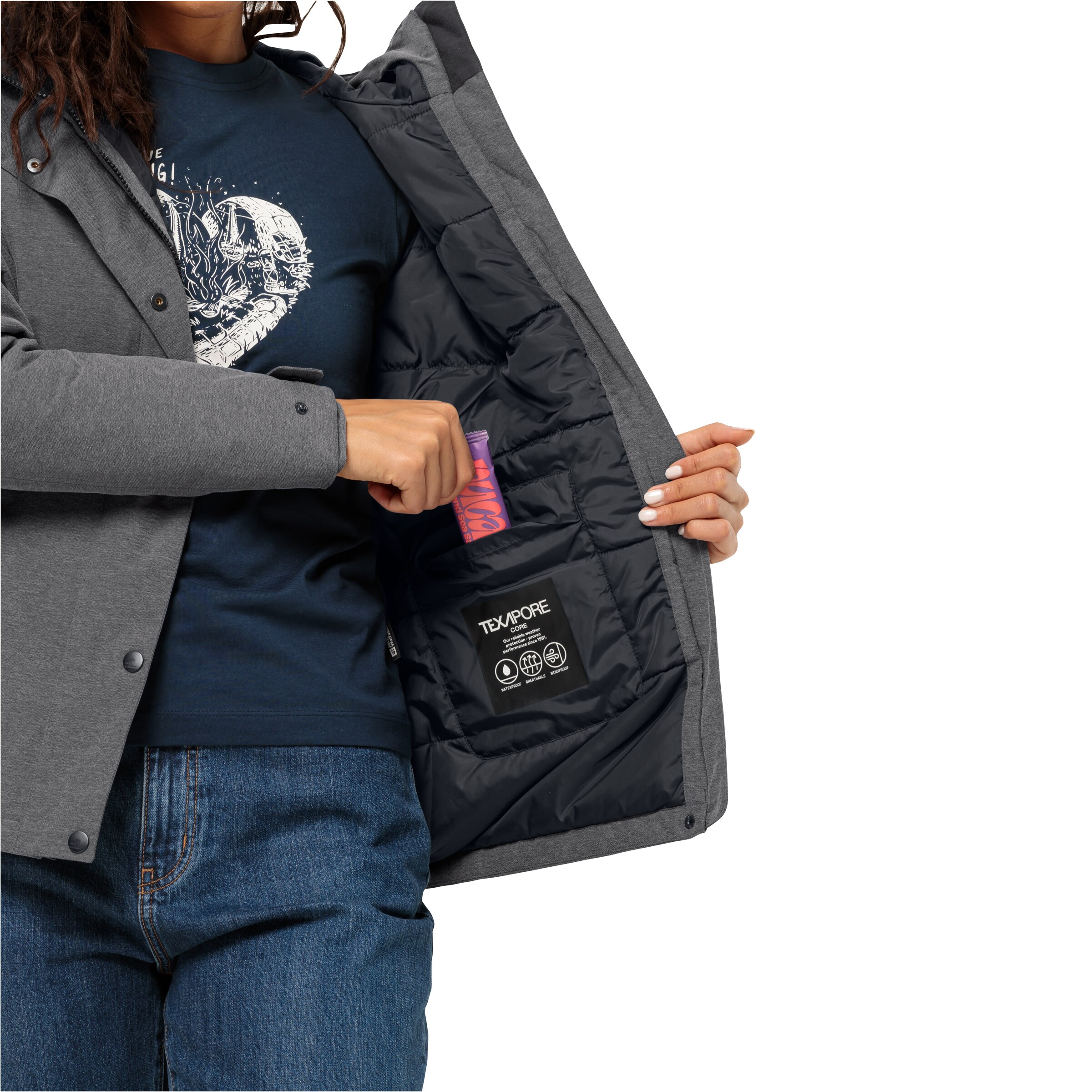 JACK WOLFSKIN Outdoorjas 'Snowy Park' in Grijs