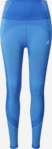 ADIDAS PERFORMANCE Skinny Workout Pants in Blue: front