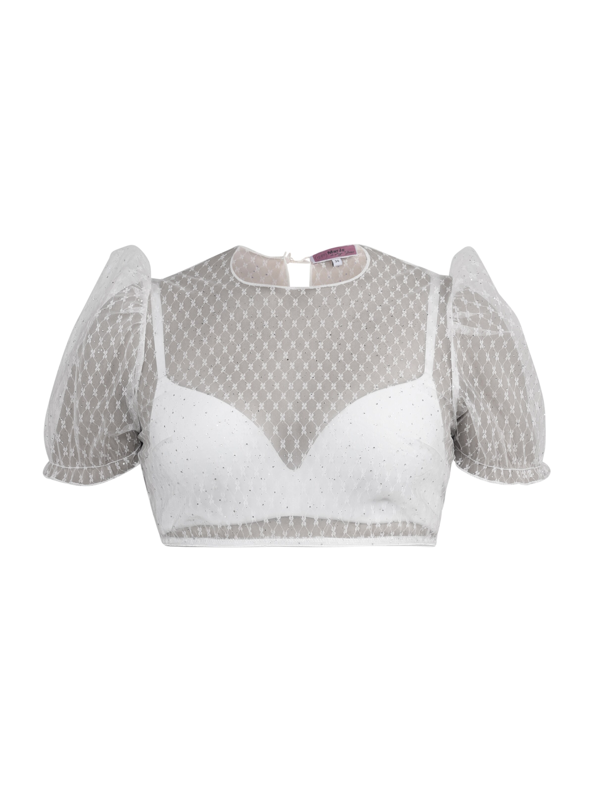 Blouse folklorique 'Eching' MARJO en blanc : devant