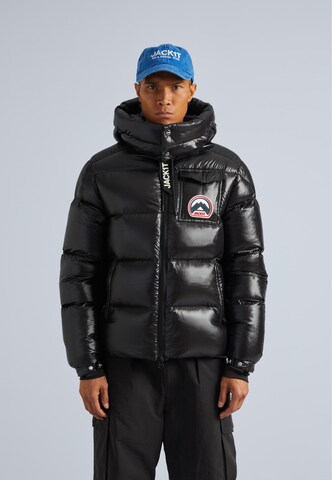 JACK1T Winterjas 'Front Runner' in Zwart: voorkant