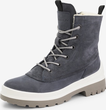 Travelin Lace-Up Boots in Blue: front