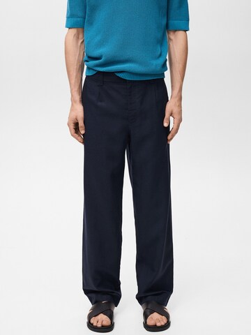 MANGO MAN Loosefit Bandplooibroek 'David' in Blauw: voorkant
