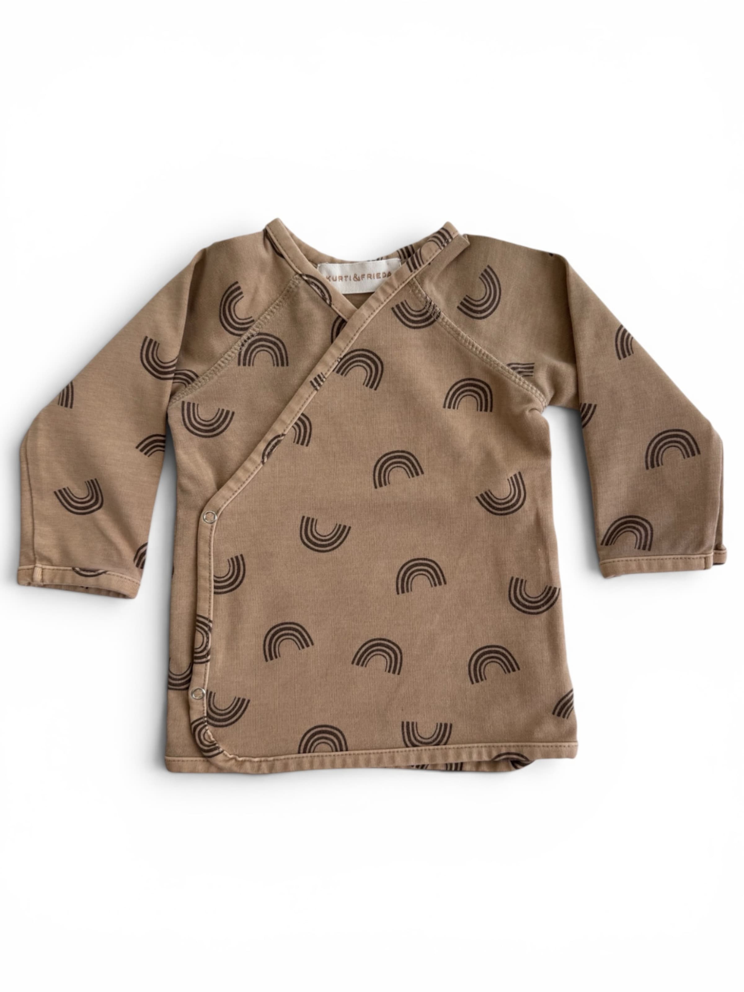 KURTI & FRIEDA Sweatshirt 'Wrap Top - Rainbow Print' in Brown: front