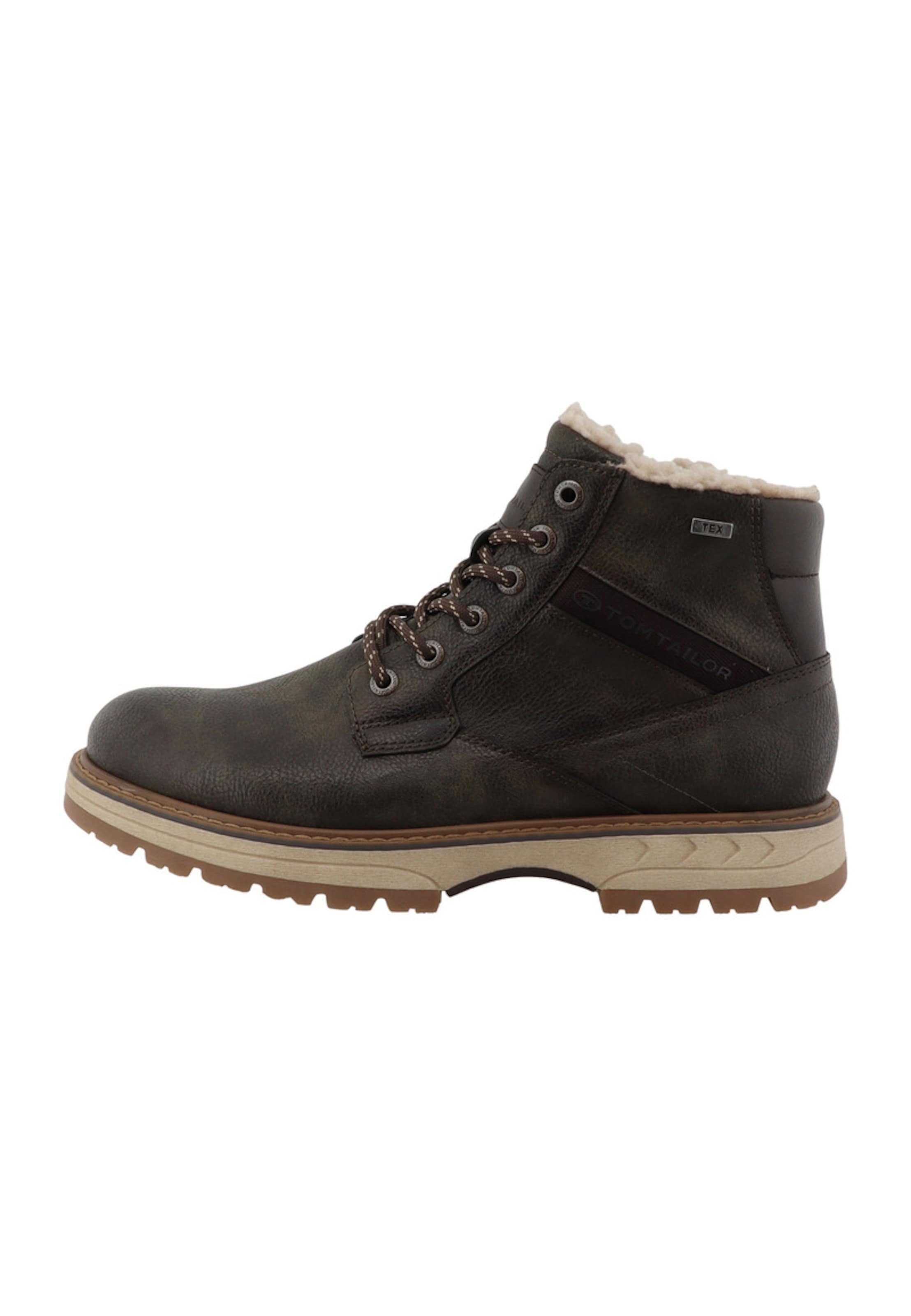TOM TAILOR Lace-Up Boots in Green: front